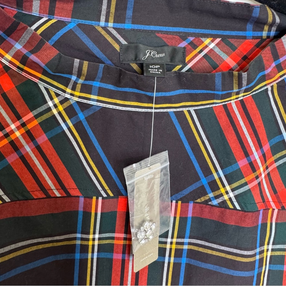 NWT J Crew Plaid Long Sleeve 10 petite - Picture 3 of 5